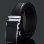 Men's Black Cowhide Automatic Buckle Belt