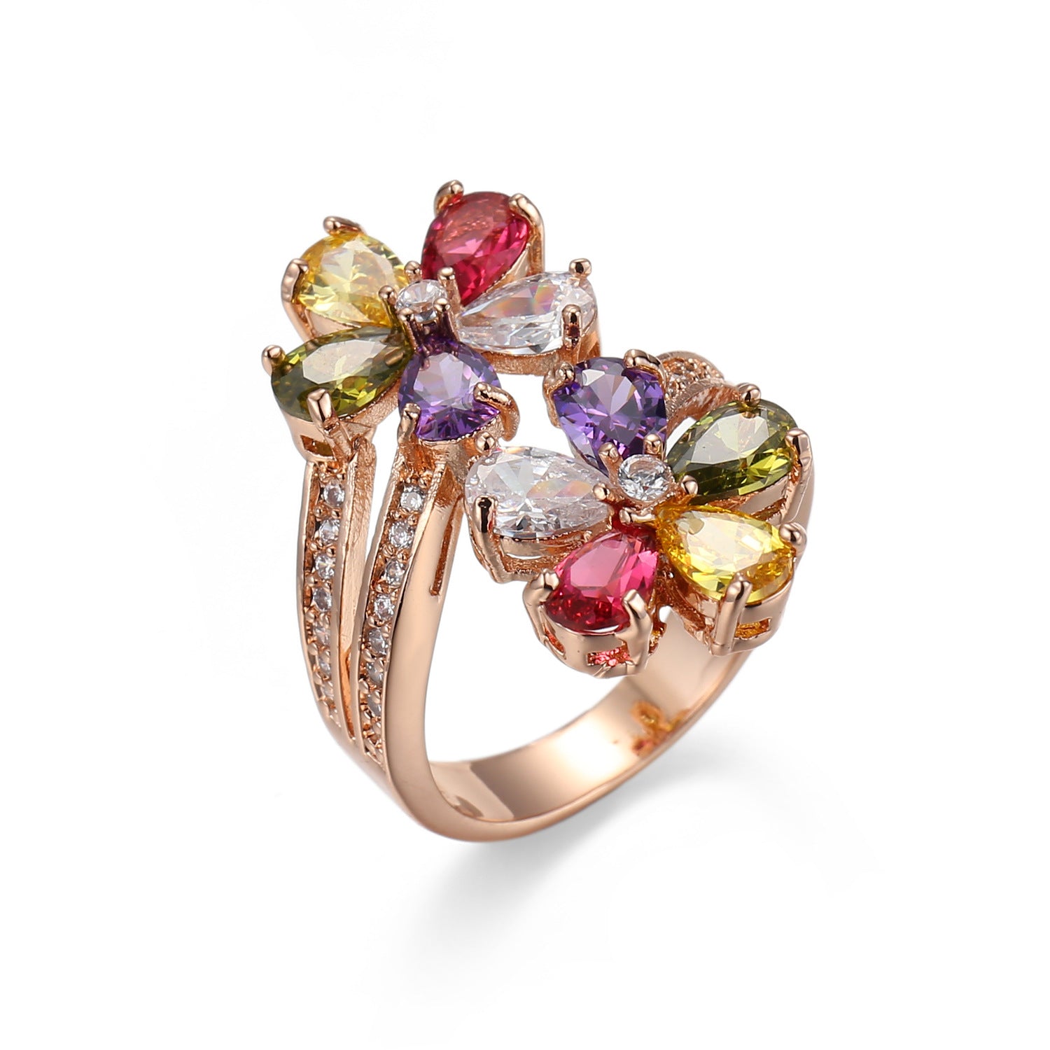 Women Zircon Flower Ring Daily Wear Jewelry
