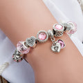 Pink Heart Charm Bracelet for Women Daily Wear