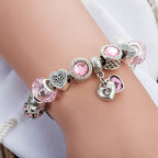 Pink Heart Charm Bracelet for Women Daily Wear