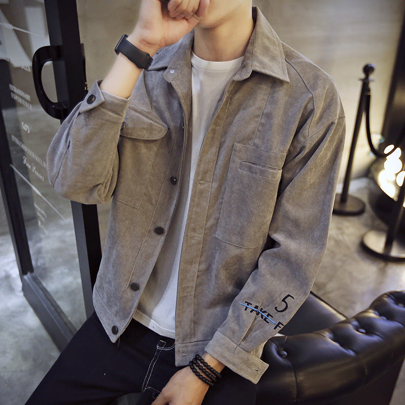 Men Slim Fit Autumn Casual Jacket Gray