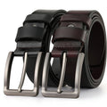 Men Casual Leather Belt with Pin Buckle Black 110cm