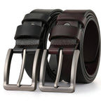 Men Casual Leather Belt with Pin Buckle Black 110cm