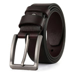 Men Casual Leather Belt with Pin Buckle Black 110cm