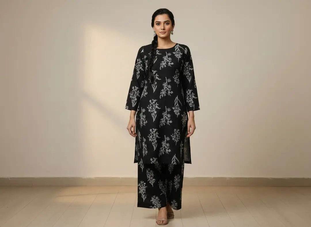 2 Pcs Women's Unstitched Printed Suit