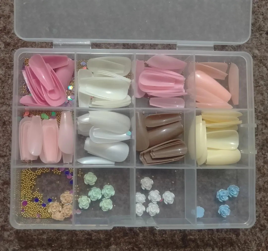 96 Pack Multicolor Stick-On Artificial Nails ABS Plastic