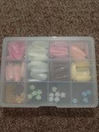 96 Pack Multicolor Stick-On Artificial Nails ABS Plastic