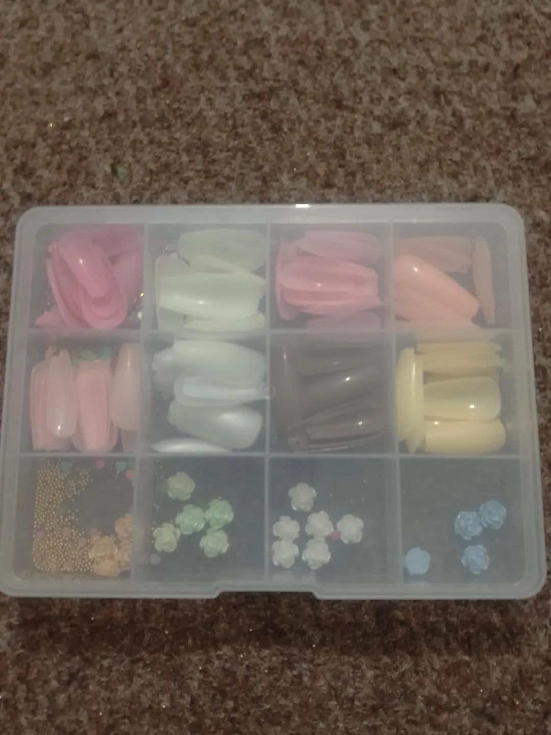 96 Pack Multicolor Stick-On Artificial Nails ABS Plastic