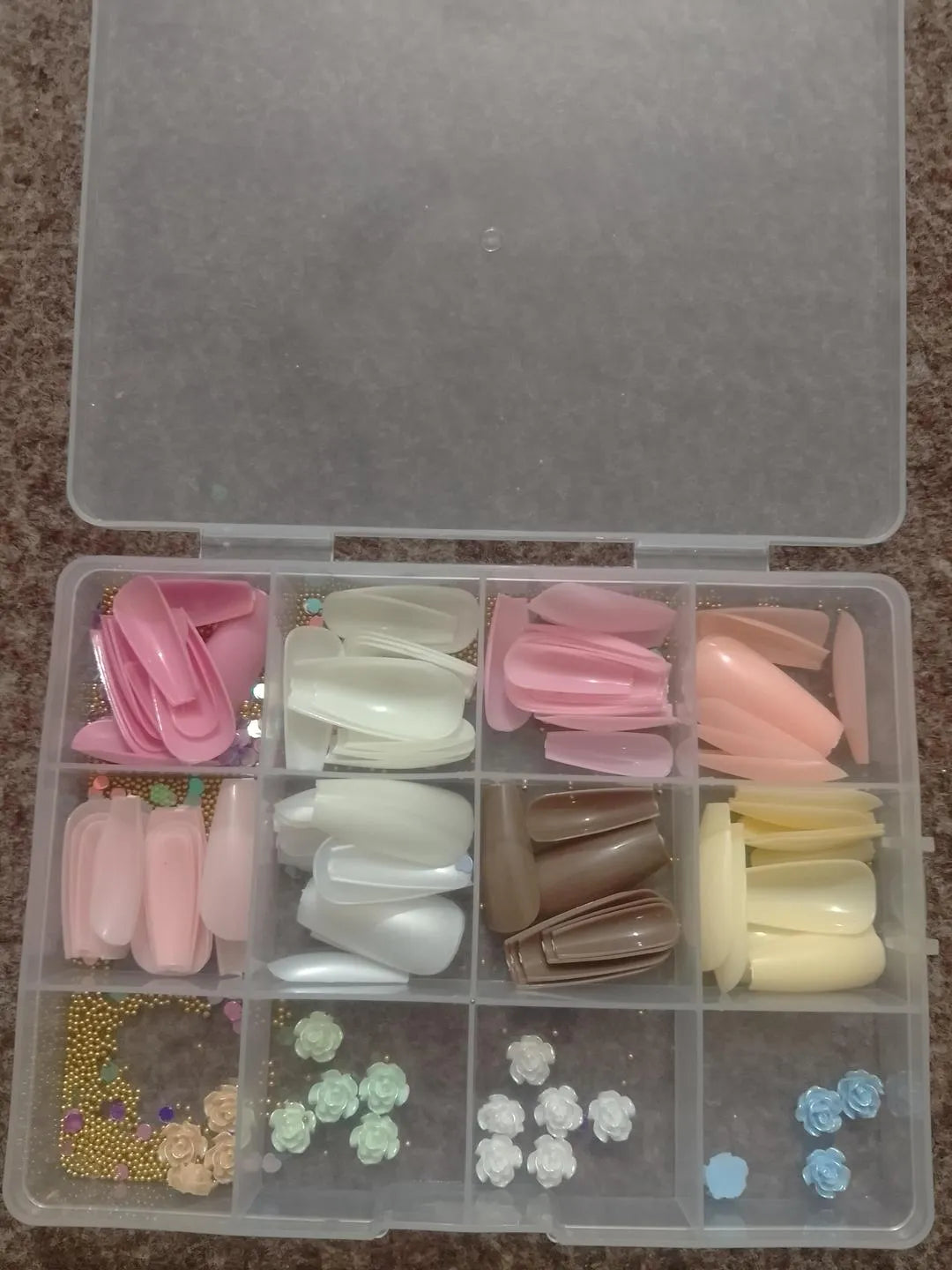96 Pack Multicolor Stick-On Artificial Nails ABS Plastic