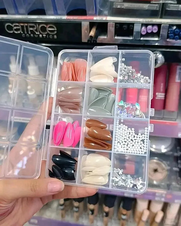 96 Pack Multicolor Stick-On Artificial Nails ABS Plastic