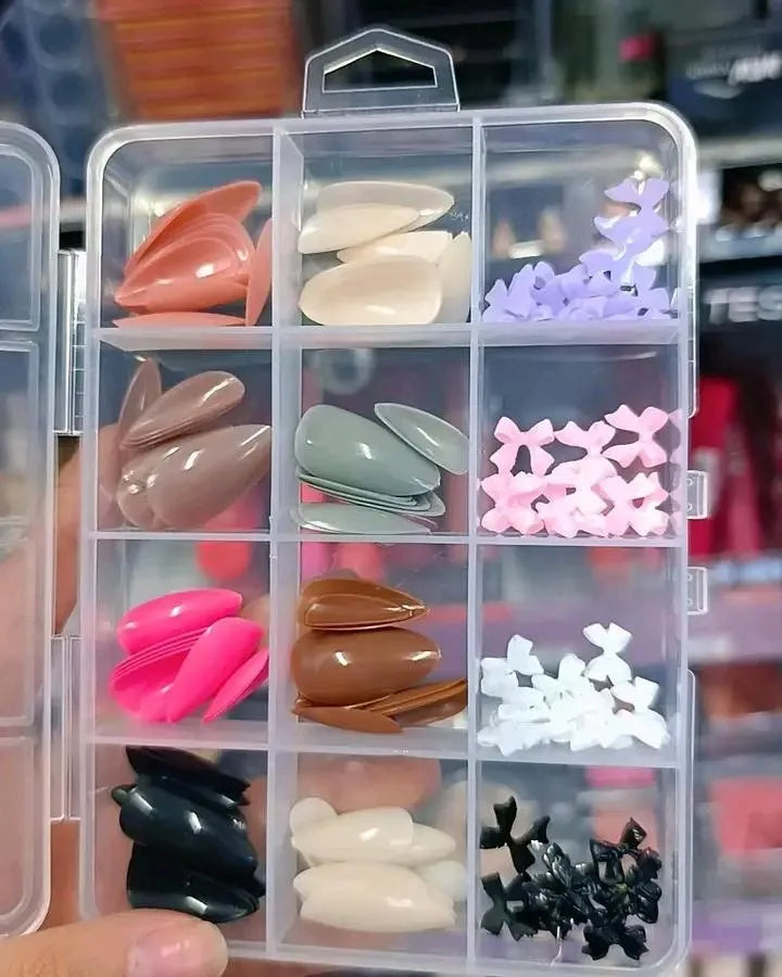 96 Pack Multicolor Stick-On Artificial Nails ABS Plastic
