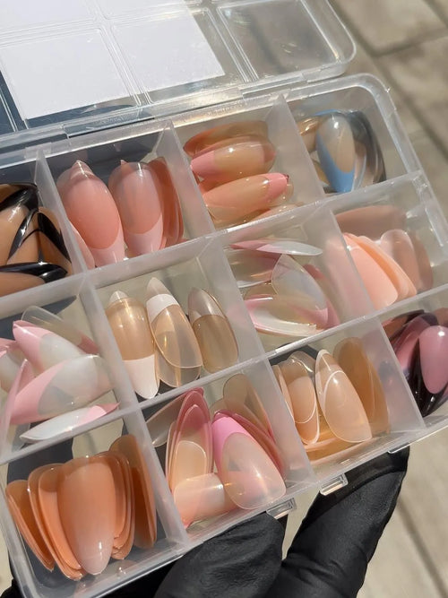 French Tip Nails 144 Pcs Nude Shades Boxed