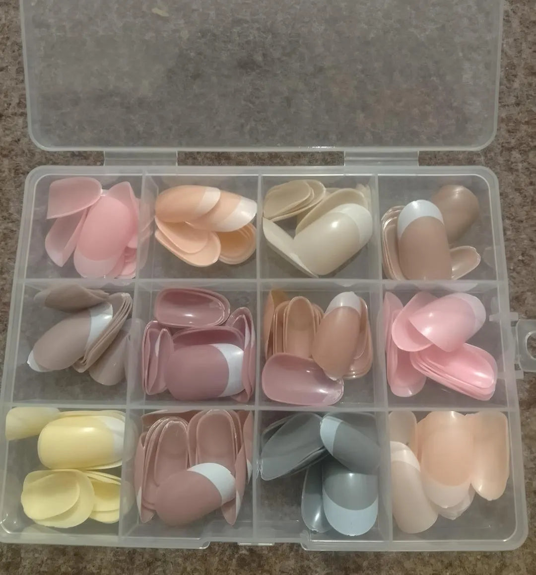 French Tip Nails 144 Pcs Nude Shades Boxed
