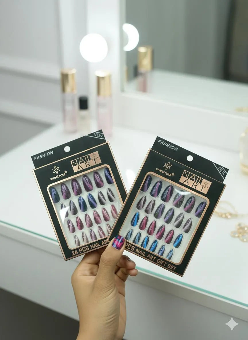 Multicolor Holographic Fake Nails ABS Plastic Bridal Party Wear