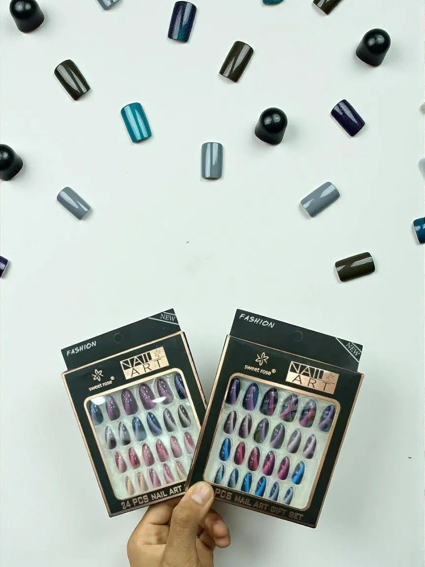 Multicolor Holographic Fake Nails ABS Plastic Bridal Party Wear