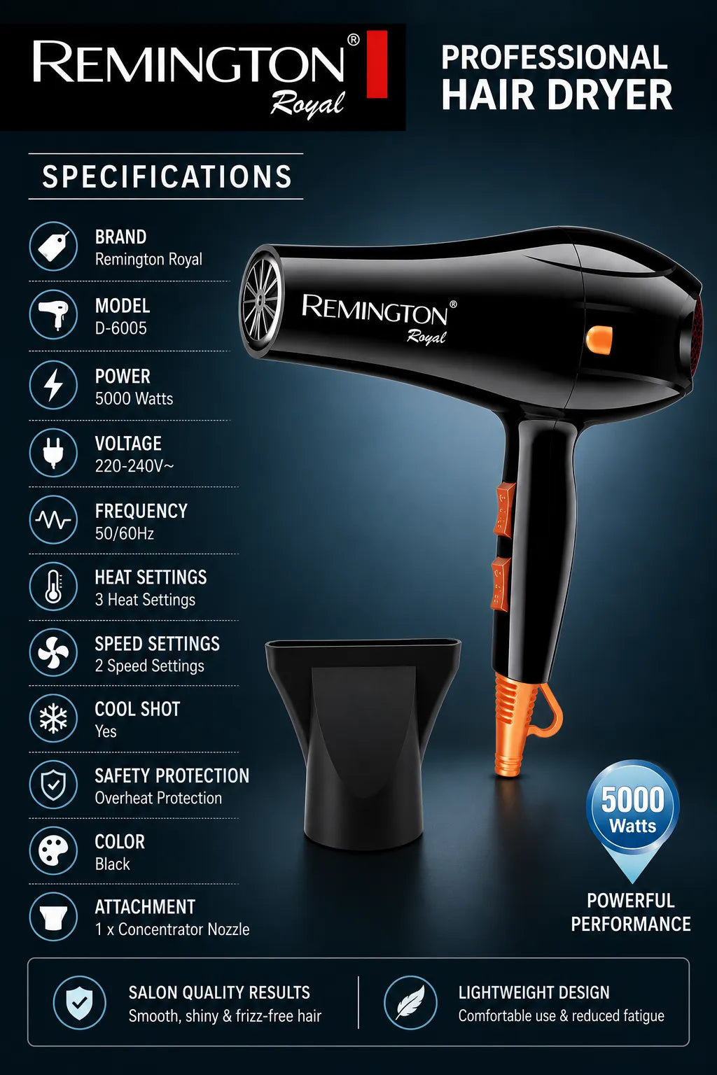 Remington Professional Hair Dryer D-6005