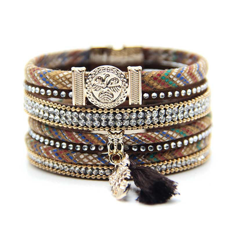 Multi Layered Gold Tassel Bracelet for Women