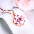 Rose Gold Flower Pendant Necklace for Women