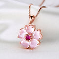 Rose Gold Flower Pendant Necklace for Women
