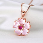 Rose Gold Flower Pendant Necklace for Women