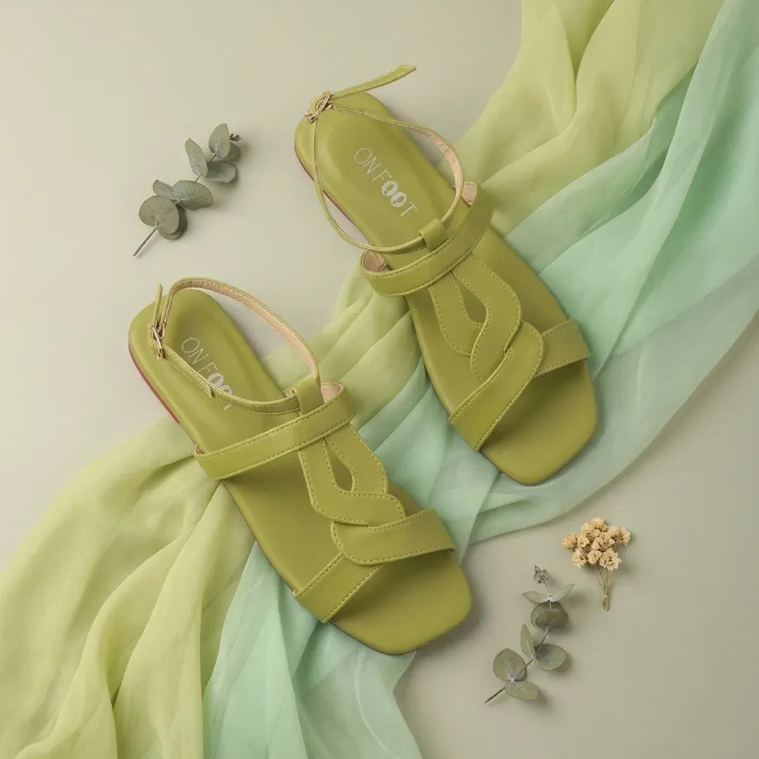 Green Ankle Strap Sandals for Women