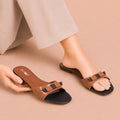 Women's Patent Flat Slippers - 070 - Mustard