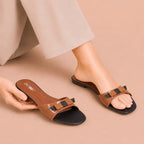 Women's Patent Flat Slippers - 070 - Mustard