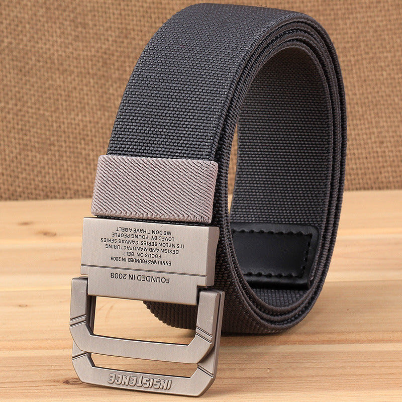 Men Nylon Tactical Belt Black Elastic Korean Style