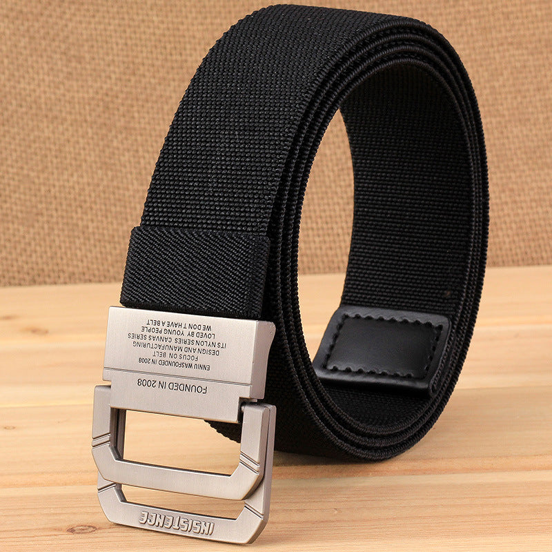Men Nylon Tactical Belt Black Elastic Korean Style