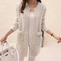 Women Light Blue Mohair Mid-Length Cardigan