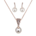 Rose Gold Pearl Pendant & Earrings Set for Weddings & Parties