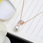 Rose Gold Pearl Pendant & Earrings Set for Weddings & Parties