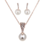 Rose Gold Pearl Pendant & Earrings Set for Weddings & Parties