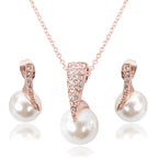 Rose Gold Pearl Pendant & Earrings Set for Weddings & Parties