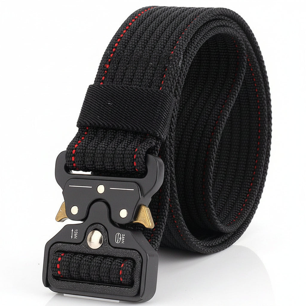 Men Tactical Nylon Belt with Cobra Buckle Black