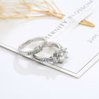 White Zircon Couple Rings for Men Women Engagement Jewelry