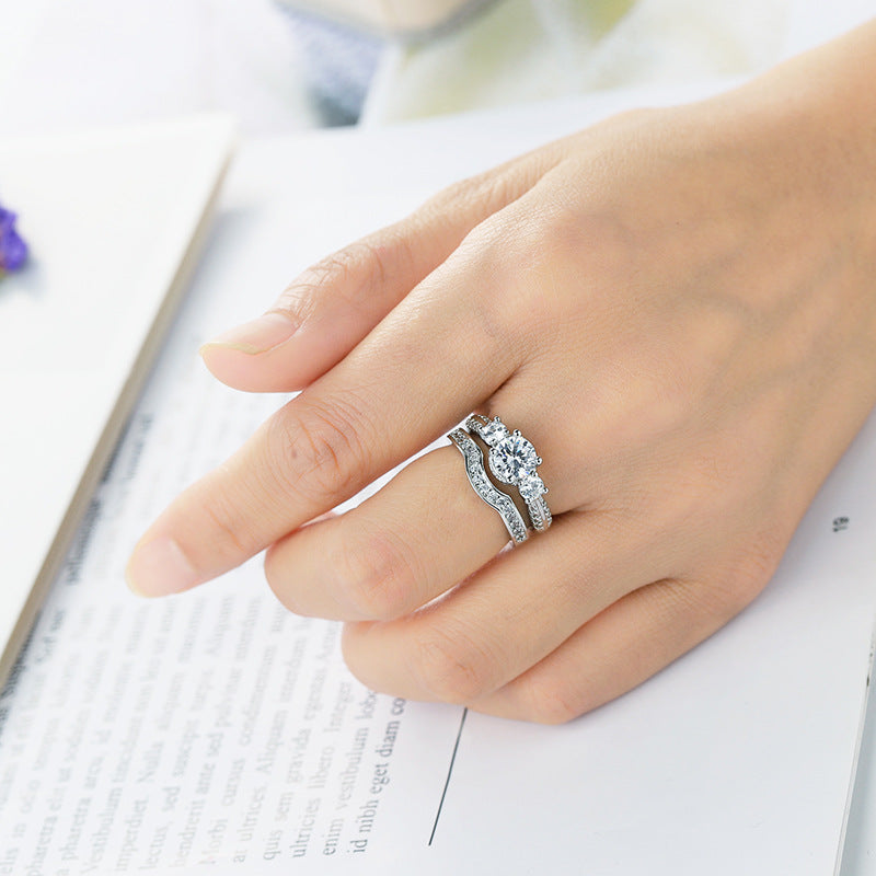 White Zircon Couple Rings for Men Women Engagement Jewelry