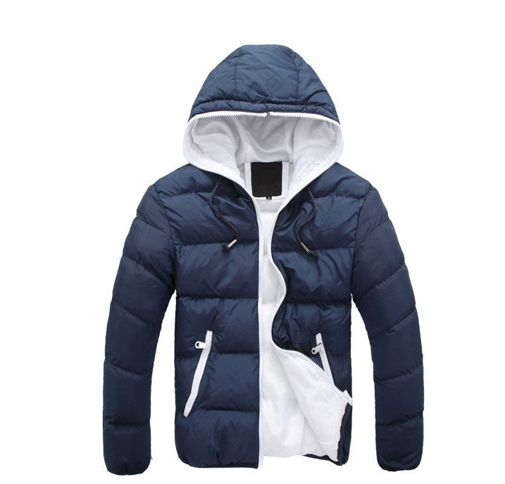 Men Hooded Cotton Padded Jacket Black Lime Green