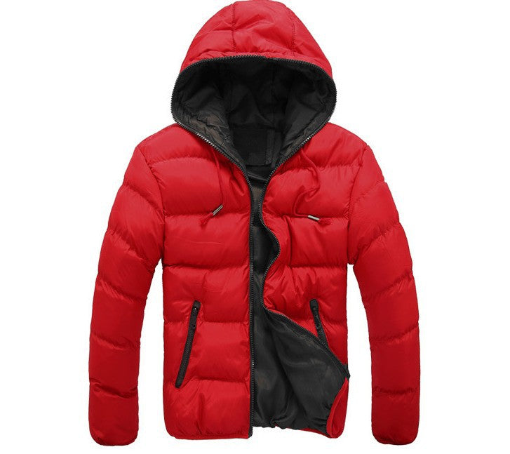 Men Hooded Cotton Padded Jacket Black Lime Green