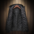 Men Plus Size Black Cotton Padded Hoodie Jacket