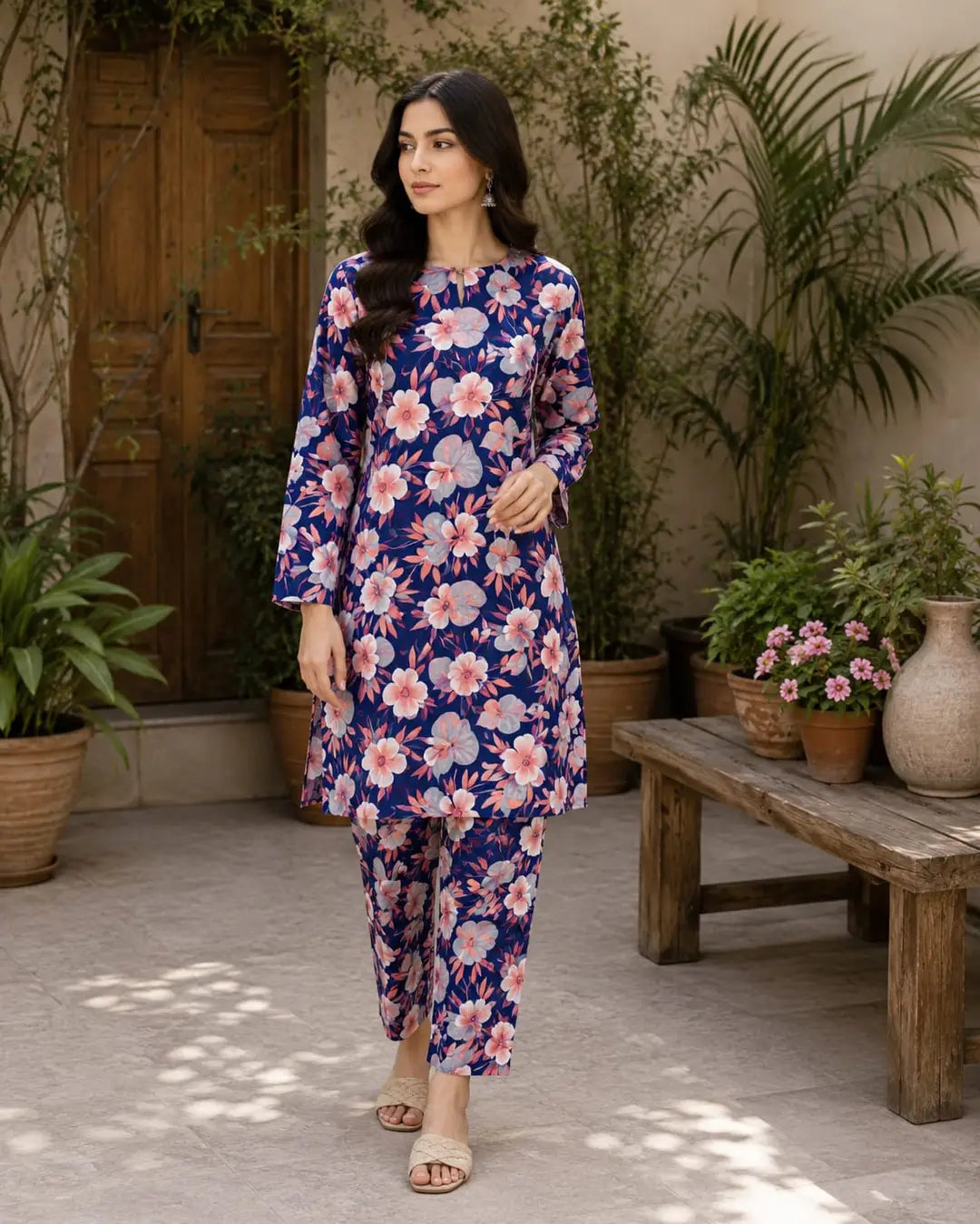 2 Pcs Women's Unstitched Printed Suit