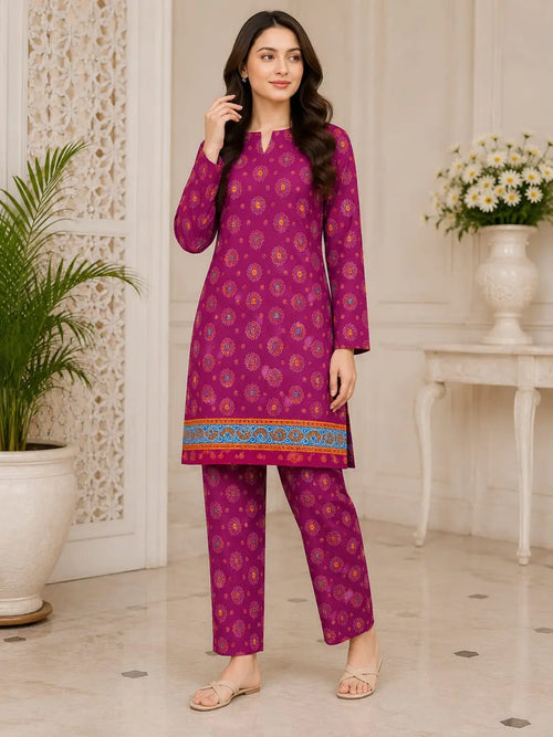 2 Pcs Women's Unstitched Printed Suit