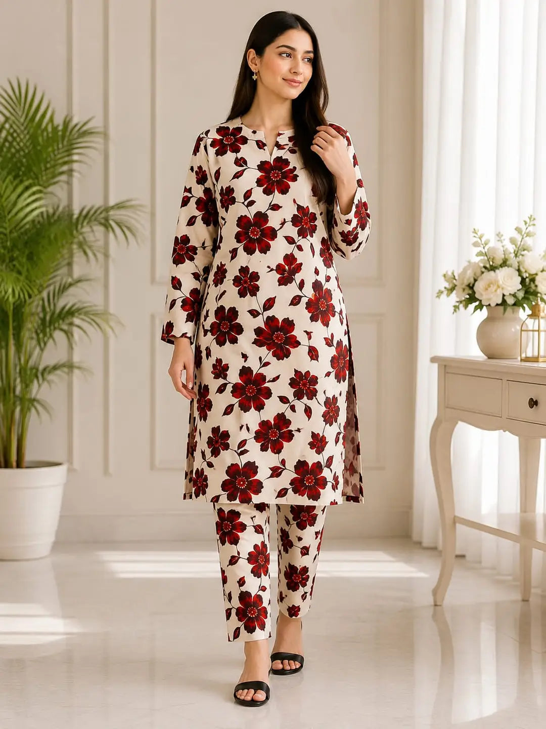 2 Pcs Women's Unstitched Printed Suit