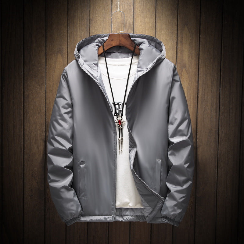 Men Plus Size Black Cotton Padded Hoodie Jacket