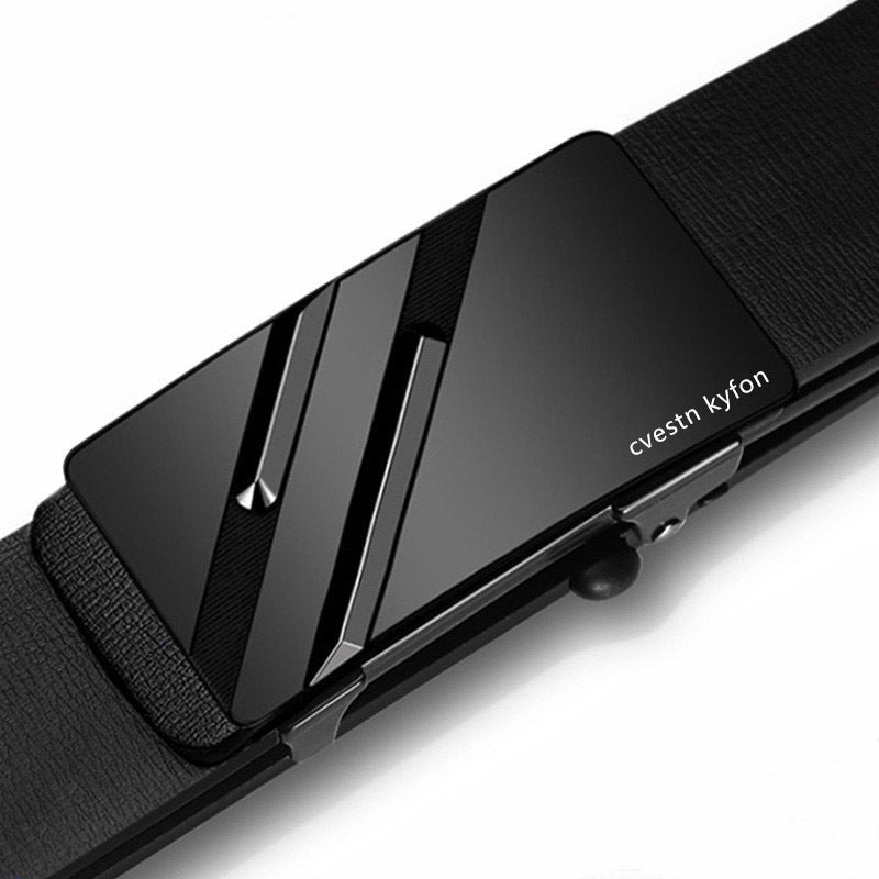Men's Automatic Buckle Leather Belt Black