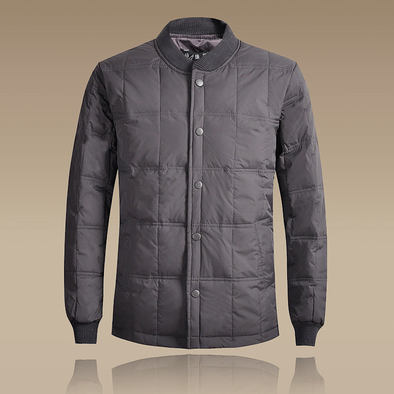 Men's Navy Quilted Down Jacket Premium Warm Outerwear