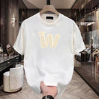 Black Cotton W Graphic T-Shirt Men Women Summer Casual