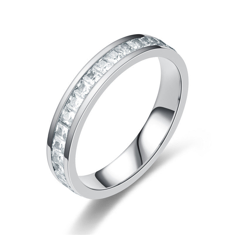 Rose Gold Double Row Diamond Crystal Ring for Women
