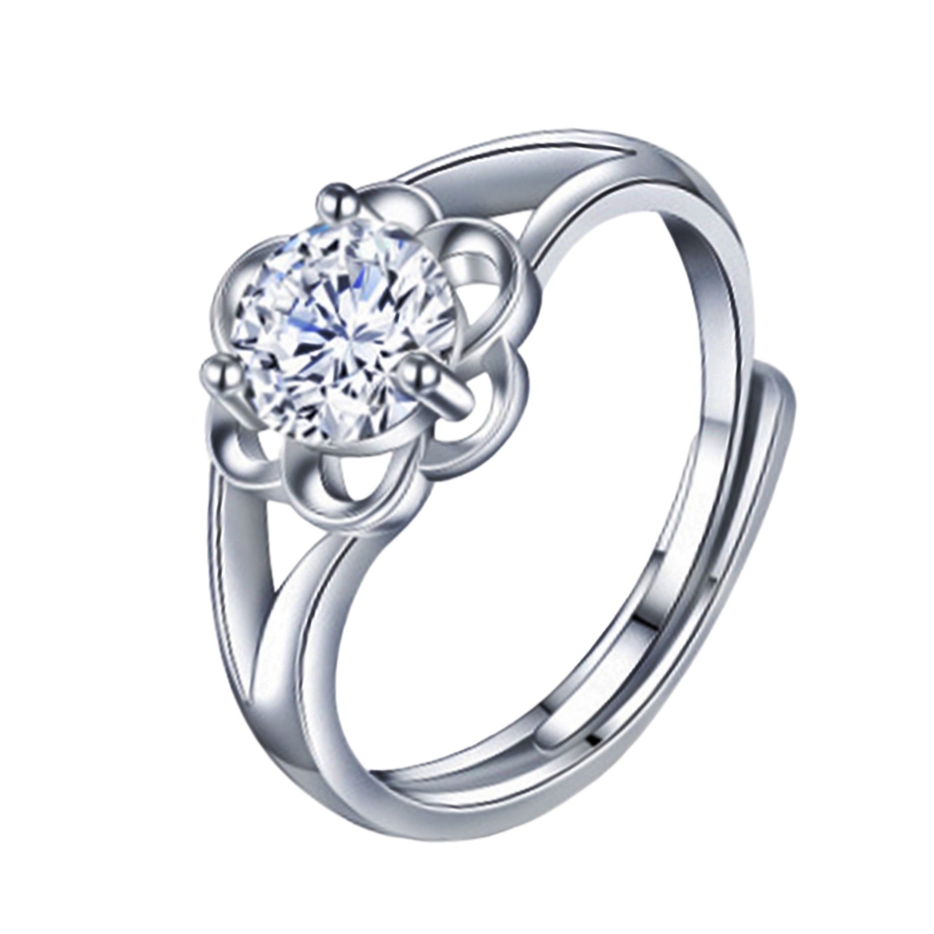 White Diamond Wedding Ring Adjustable White Gold Fashion Jewelry