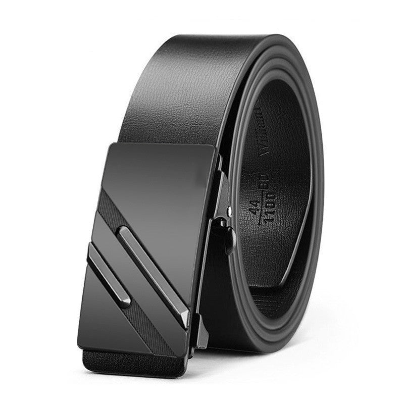 Men's Automatic Buckle Leather Belt Black